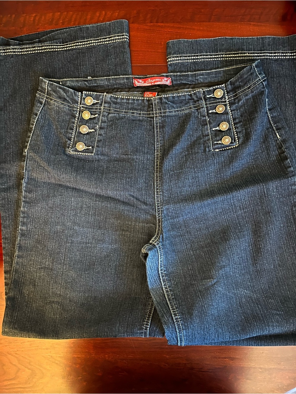 COS Dark Blue Bootcut Jeans with Button Accents Size 14 tall girl friendly
